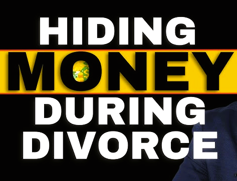hiding money during divorce is written form on a canvas or thumbnail